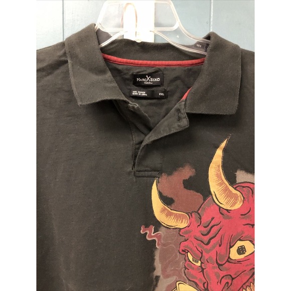 Y2K Marc Ecko Gray Devil Playing Poker POLO SHIRT‎ XXL 2XL Cotton - Picture 5 of 7